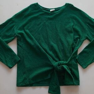 Zara 10 green textured long sleeve top with tie